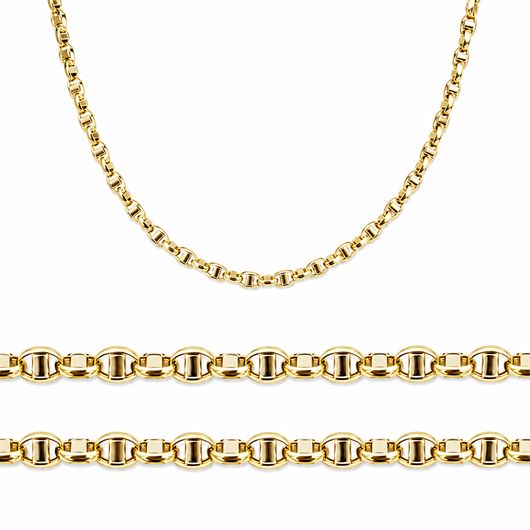 Foto de Cadena de oro 18kt eslabón travesino especial, grosor 1,60mm, longitud 50cm