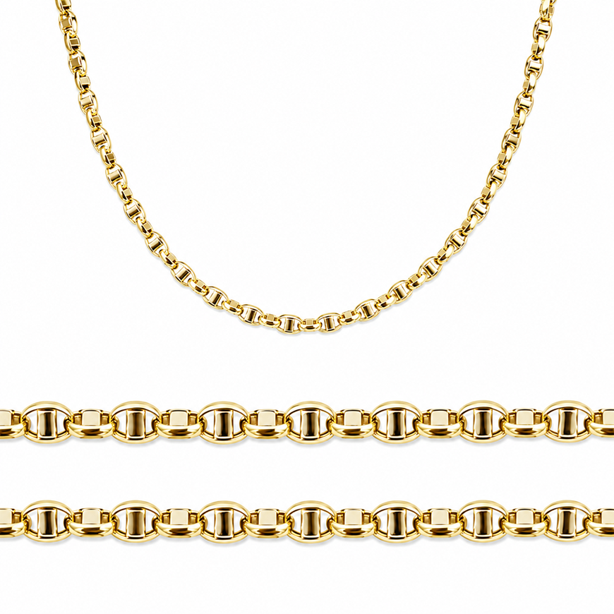 Foto de Cadena de oro 18kt eslabón travesino especial, grosor 1,60mm, longitud 50cm