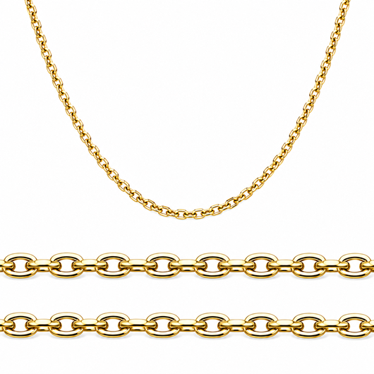 Foto de Cadena oro amarillo 18kt eslabón forzado redondo tupido, grosor 0,90mm, longitud 50cm