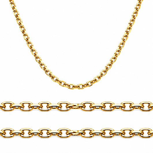 Foto de Cadena de oro amarillo 18kt eslabón forzado redondo 0,60mm, longitud 50cm
