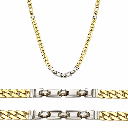 Foto de Cadena eslabón fantasía oro bicolor 18kt