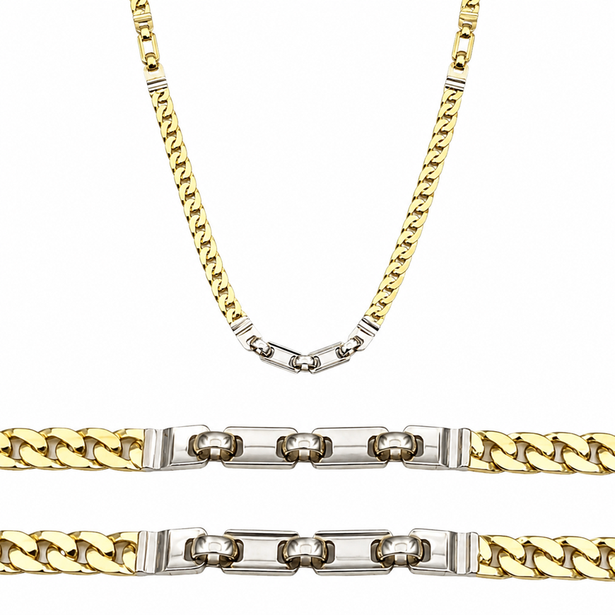 Foto de Cadena eslabón fantasía oro bicolor 18kt