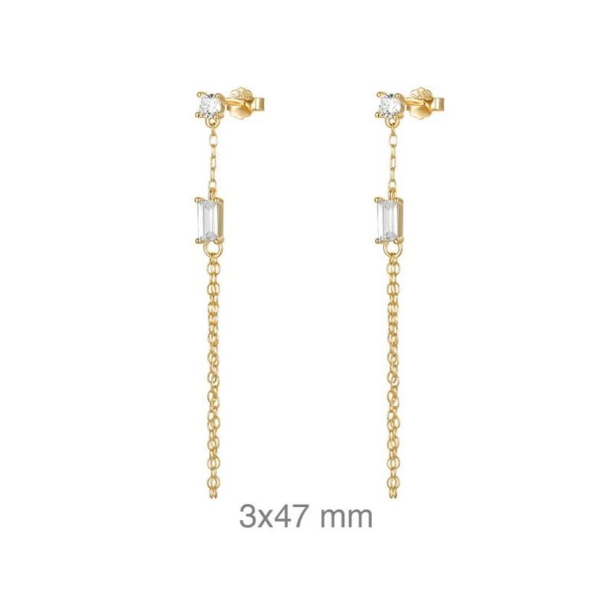 Foto de Pendientes de plata baño oro con circonitas baguette y cadena