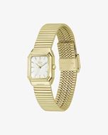 Foto de Reloj de acero dorado René para mujer con esfera blanca