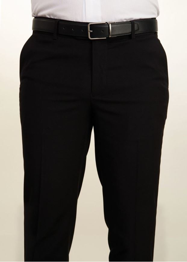 Foto de Pantalón de traje negro semi Slim-Fit de tiro bajo con cinturilla adaptable 