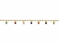 Foto de Pulsera oro amarillo 18kt, bolitas y chatones de circonitas multicolor 