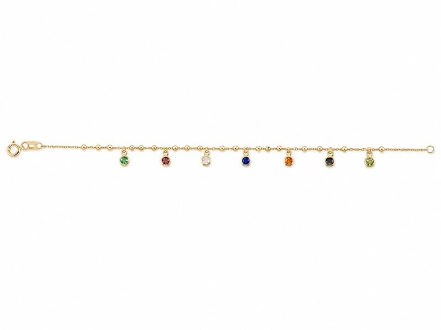 Foto de Pulsera oro amarillo 18kt, bolitas y chatones de circonitas multicolor 
