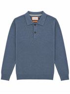 Foto de Jersey algodón y cashmere cuello polo microestructura en color azul denim