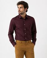 Foto de Camisa con bolsillo microestructura burdeos oscuro regular fit