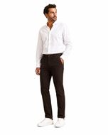 Foto de Pantalon marrón oscuro, microestructura, slim fit, cintura elástica