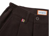 Foto de Pantalon marrón oscuro, microestructura, slim fit, cintura elástica