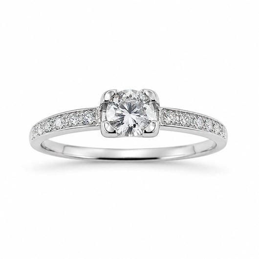 Foto de Anillo oro blanco 18 kt con diamante central 0,26 vsi