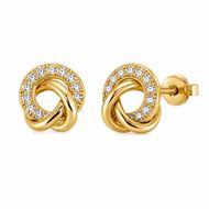 Foto de Pendientes oro amarillo18 kt  triple aro con circonitas