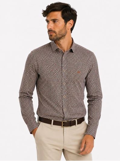 Foto de Camisa DB estampado geométrico verde/marrón regular fit