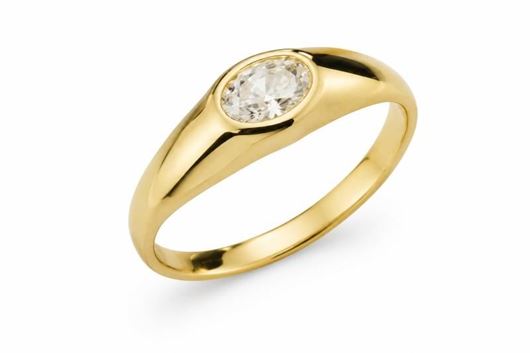 Foto de Anillo oro amarillo 18 ktes tipo sello con circonita