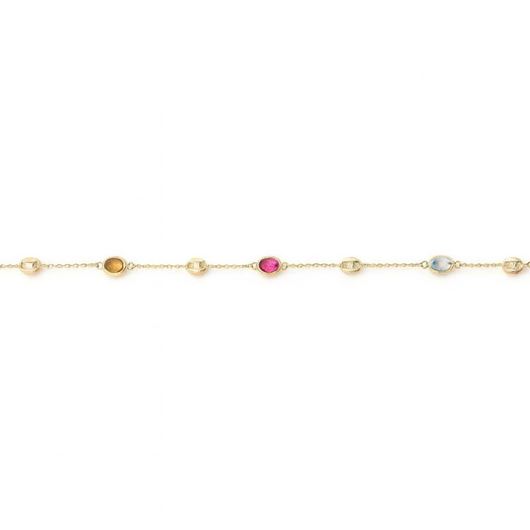 Foto de Pulsera oro amarillo 18 kt con circonitas de color y calabrote