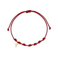 Foto de Pulsera 7 nudos nylon rojo Cruz mini en oro amarillo 18kt