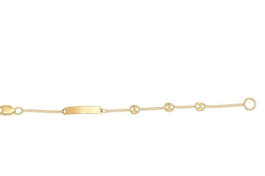 Picture of Pulsera Esclava de Bebé en Oro Amarillo 18kt con Placa y Eslabones Calabrote