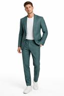 Foto de Traje slim fit microestructura cuadro verde 