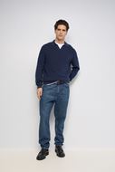 Picture of Jersey de punto cuello en V marino