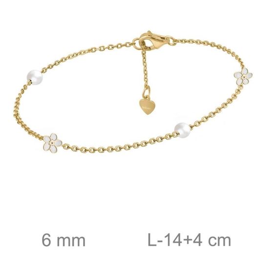 Foto de Pulsera de plata baño de oro flores nácar y perlas