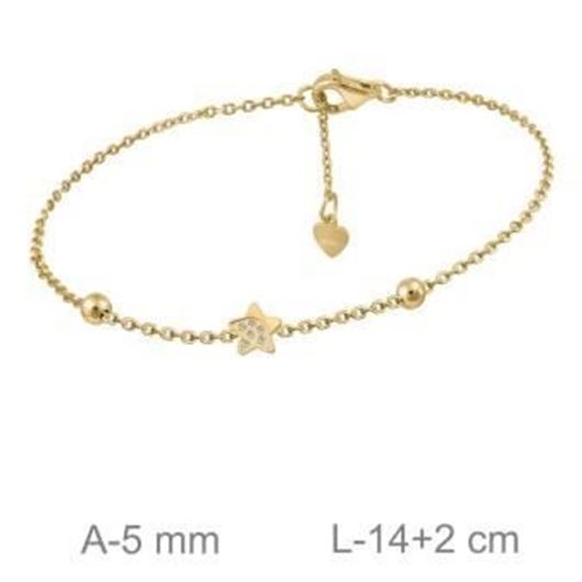 Foto de Pulsera de plata baño de oro con estrella y bolitas