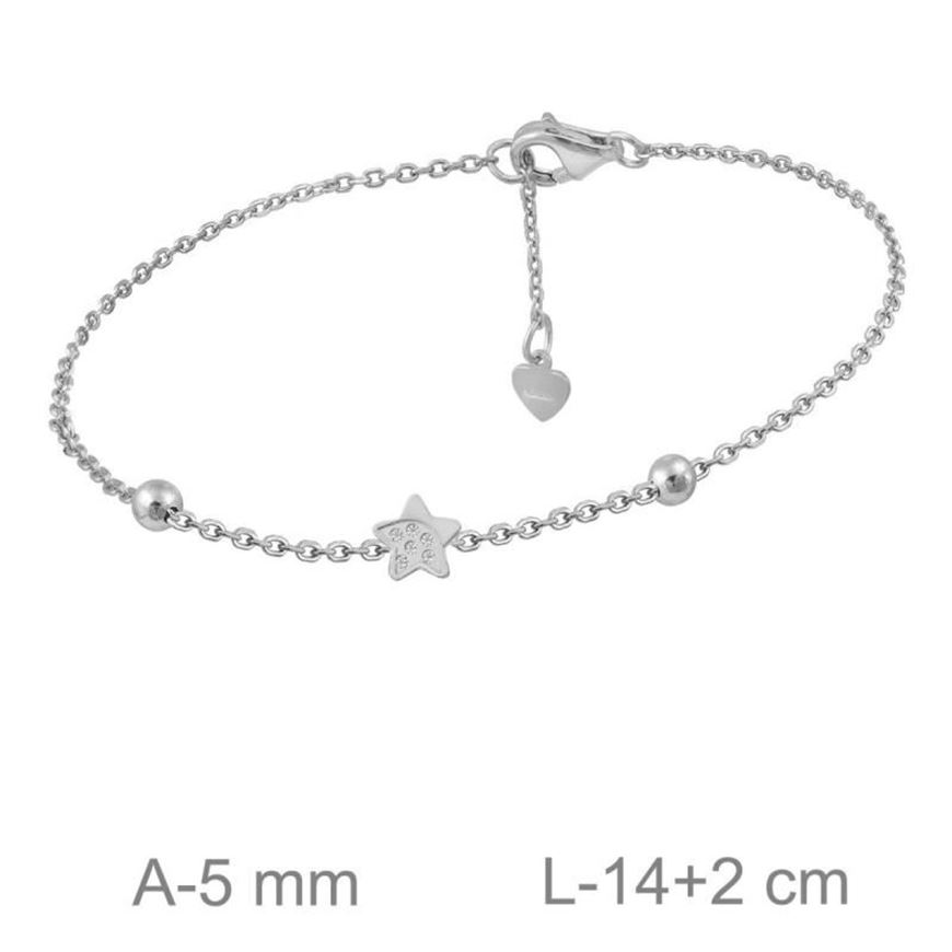 Foto de Pulsera de plata con estrella y bolitas