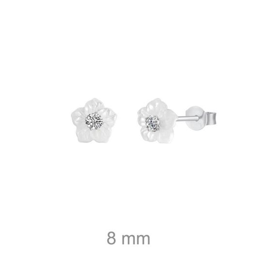 Foto de Pendientes de plata flor nácar con circonita