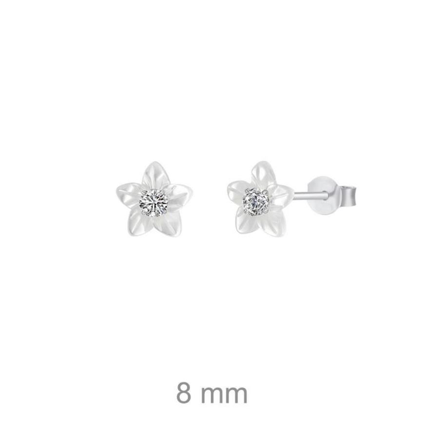 Foto de Pendientes de plata flor nácar con circonita