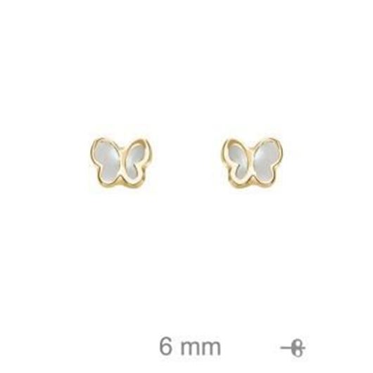 Foto de Pendientes de plata baño de oro mariposa con nácar