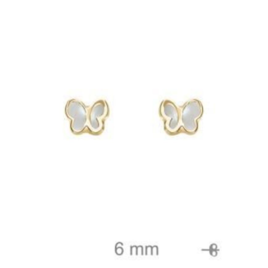 Foto de Pendientes de plata baño de oro mariposa con nácar