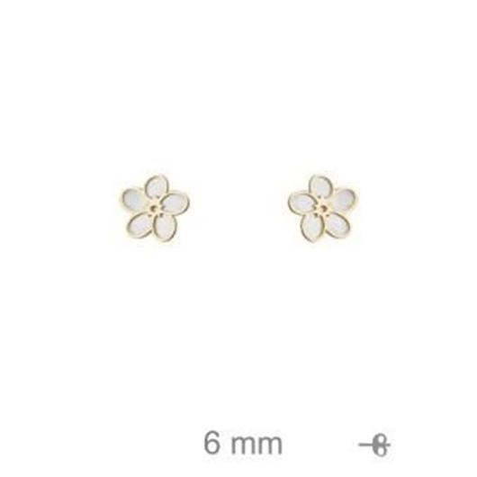 Foto de Pendientes de plata baño de oro flor con nácar