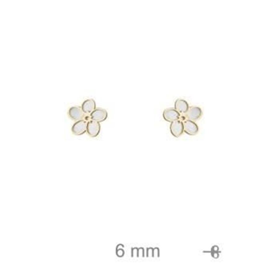 Foto de Pendientes de plata baño de oro flor con nácar