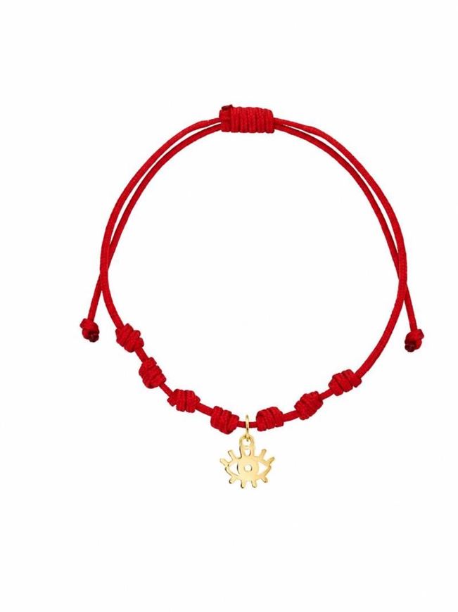 Foto de Pulsera 7 nudos Ojo Nazar mini nylon en oro amarillo 18kt