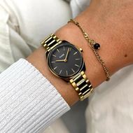 Foto de Caja de regalo Féroce Mini Reloj Acero, Negro y Pulsera de Cadena, Color Oro