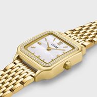 Foto de Reloj Gracieuse Petite de acero, perlas de cristal, color blanco y dorado