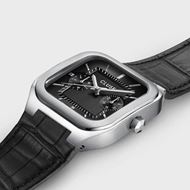 Foto de Reloj multifunción Quadrus de cuero, color negro y plateado
