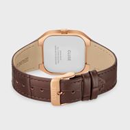 Foto de Reloj multifunción Quadrus de piel, color marrón y oro rosa