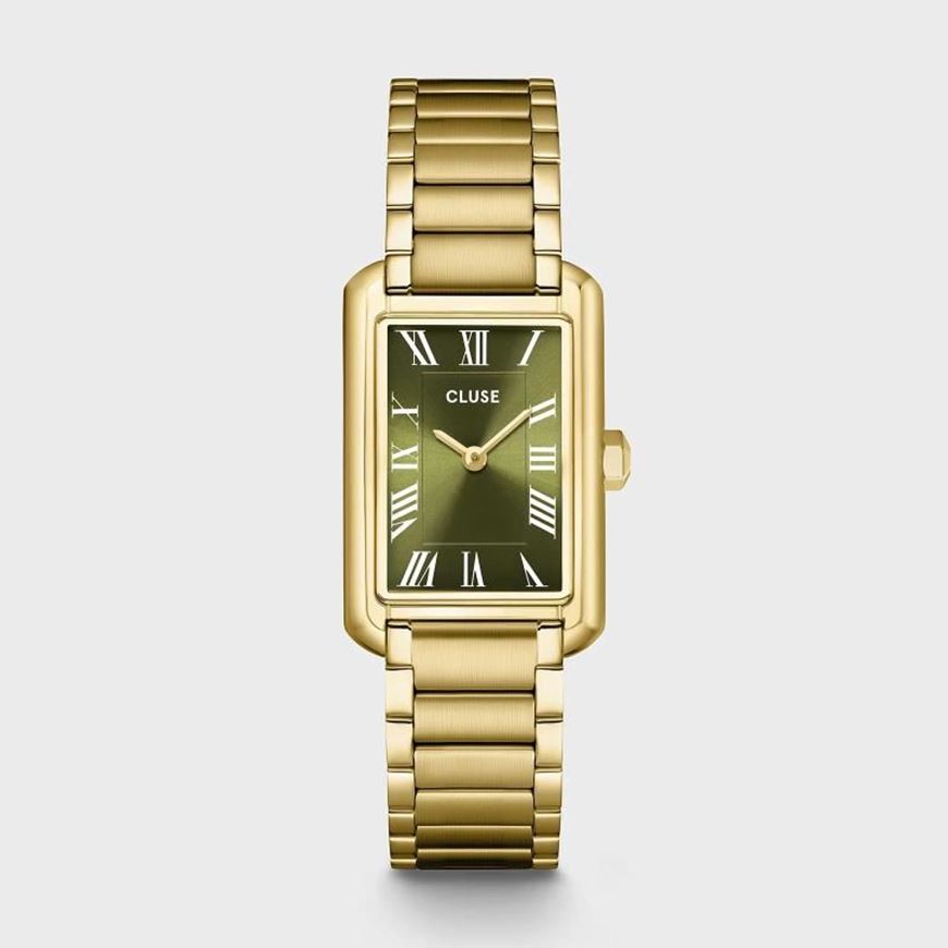 Foto de Reloj Belisenna de acero, color oliva y dorado