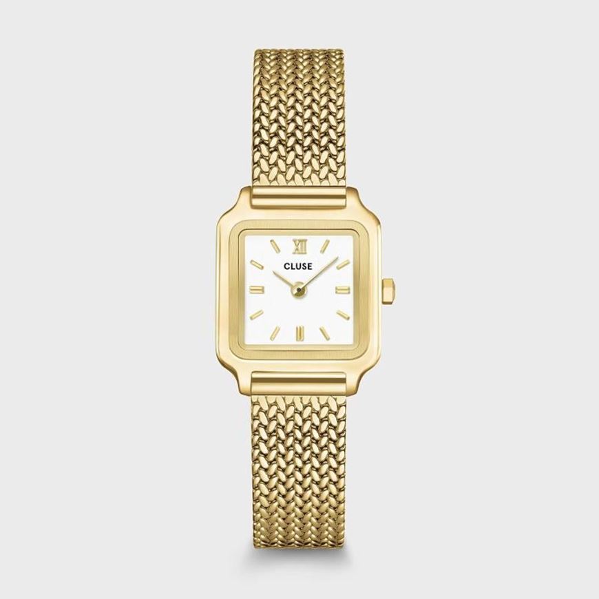 Foto de Reloj Gracieuse Mini de malla, blanco, color dorado