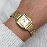 Foto de Reloj Gracieuse Mini de malla, blanco, color dorado