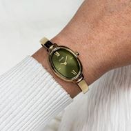 Foto de Reloj L'Ovale de acero, color oliva y dorado