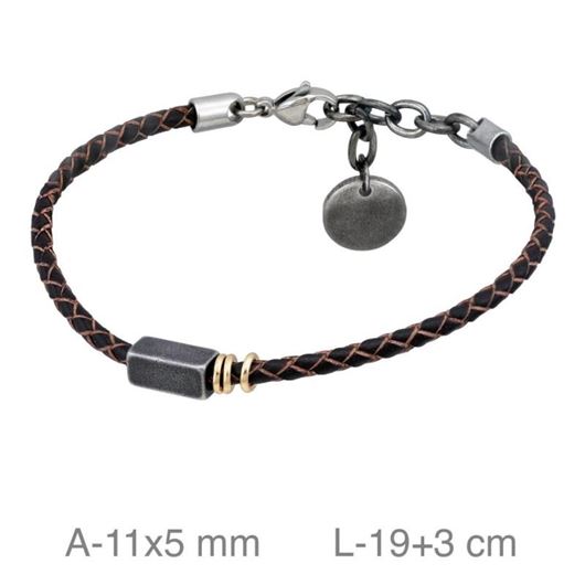 Foto de Pulsera acero y cuero marrón 5mm
