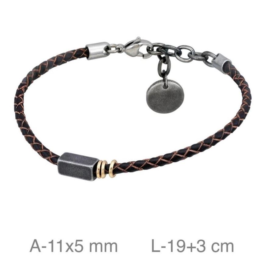 Foto de Pulsera acero y cuero marrón 5mm