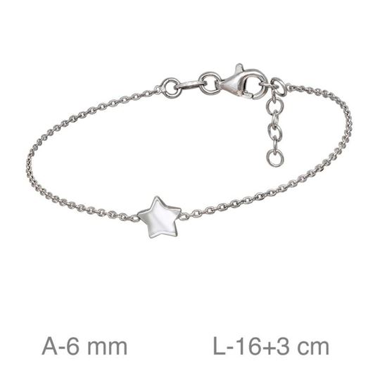 Picture of Pulsera de plata baño de rodio con estrella