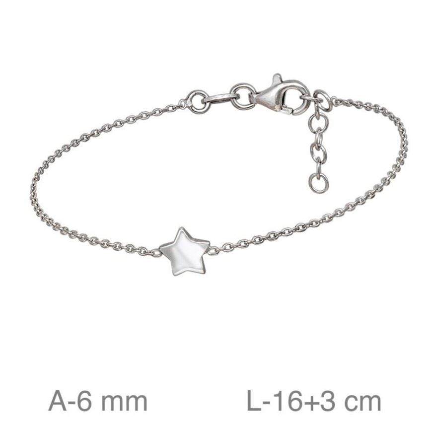 Foto de Pulsera de plata baño de rodio con estrella