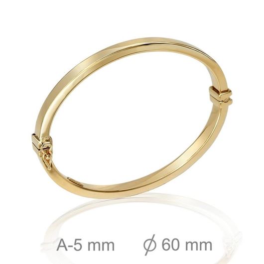 Foto de Pulsera caña de plata baño de oro cuadrada 5x5mm