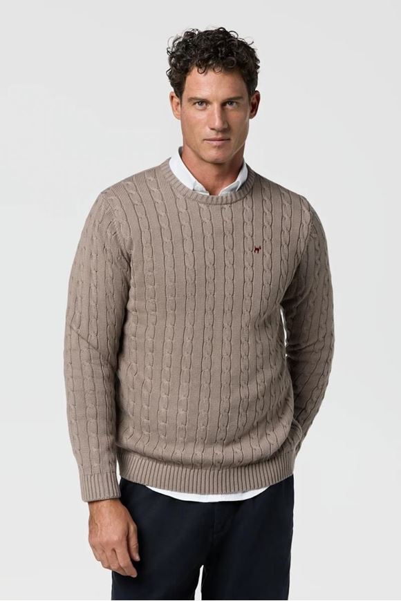 Picture of Jersey trenzado cuello redondo color taupe