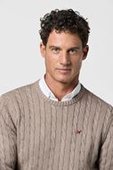Picture of Jersey trenzado cuello redondo color taupe