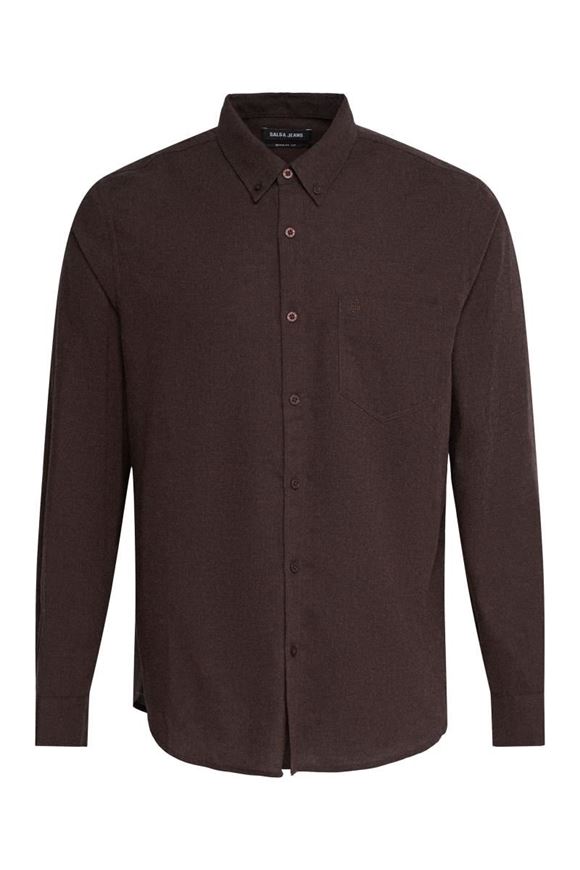 Foto de Camisa 100% algodón marrón con bolsillo